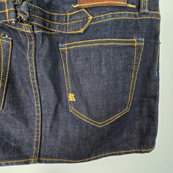 Rugby Ralph Lauren Y2K Denim Micro Mini Skirt Size 28 Dark Wash Vintage - Picture 9 of 10